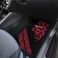 All Black Maori Tribal Tattoo Personalised Car Mats Classic Red Polynesian Style LT9 - Polynesian Pride