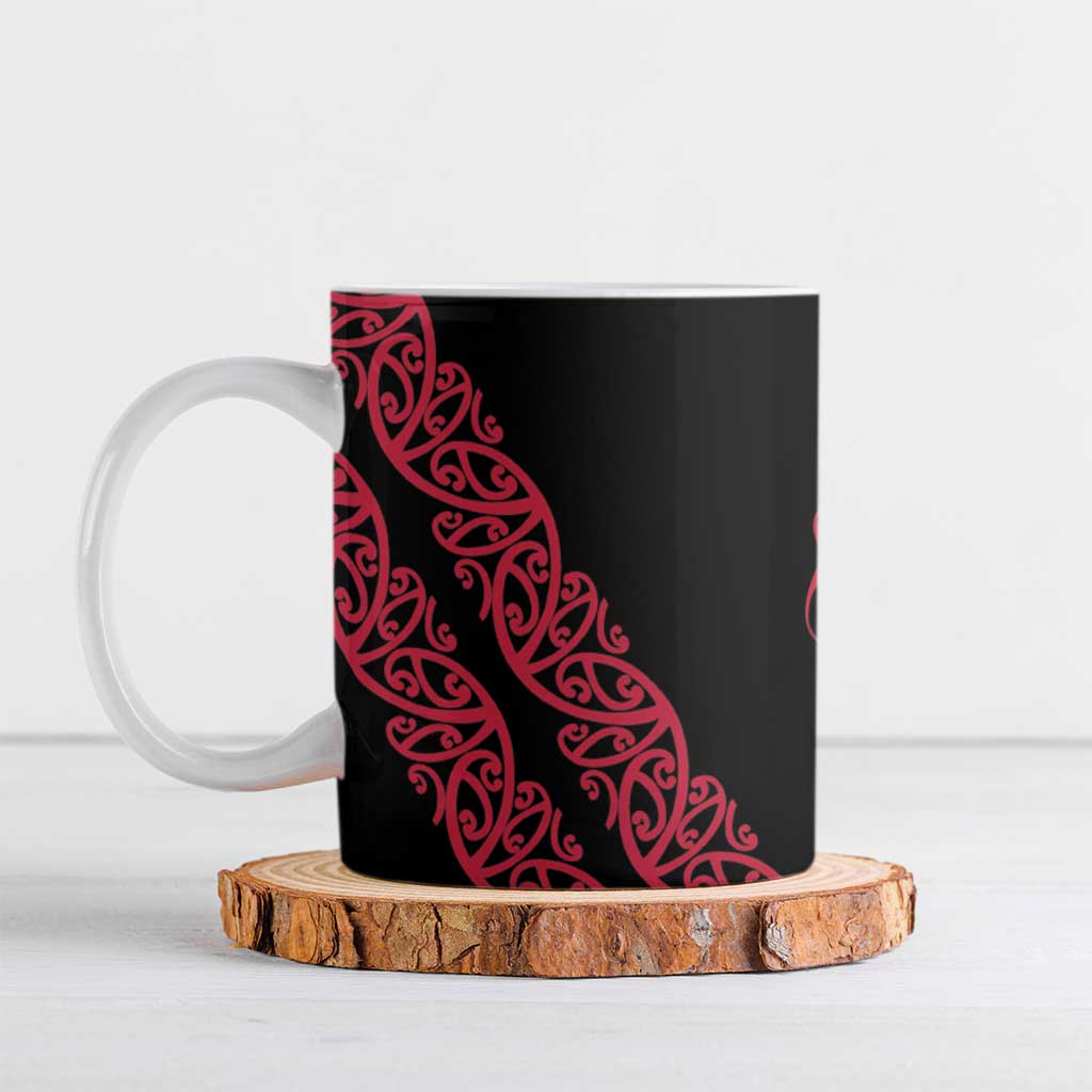 All Black Maori Tribal Tattoo Personalised Ceramic Mug Classic Red Polynesian Style LT9 Red - Polynesian Pride