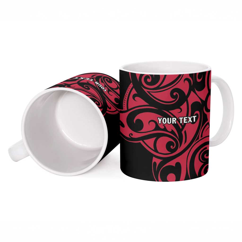 All Black Maori Tribal Tattoo Personalised Ceramic Mug Classic Red Polynesian Style LT9 - Polynesian Pride