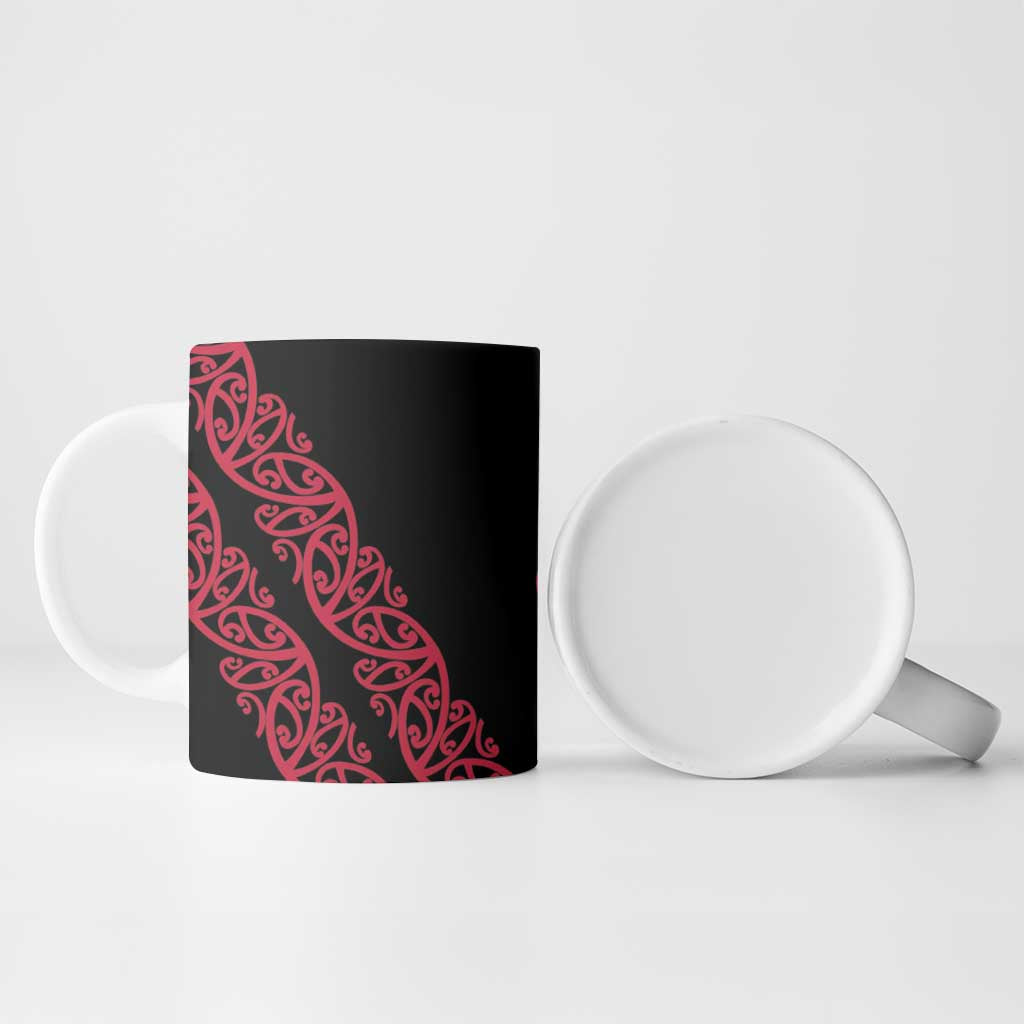 All Black Maori Tribal Tattoo Personalised Ceramic Mug Classic Red Polynesian Style LT9 - Polynesian Pride