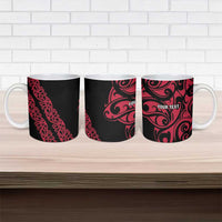 All Black Maori Tribal Tattoo Personalised Ceramic Mug Classic Red Polynesian Style LT9 - Polynesian Pride