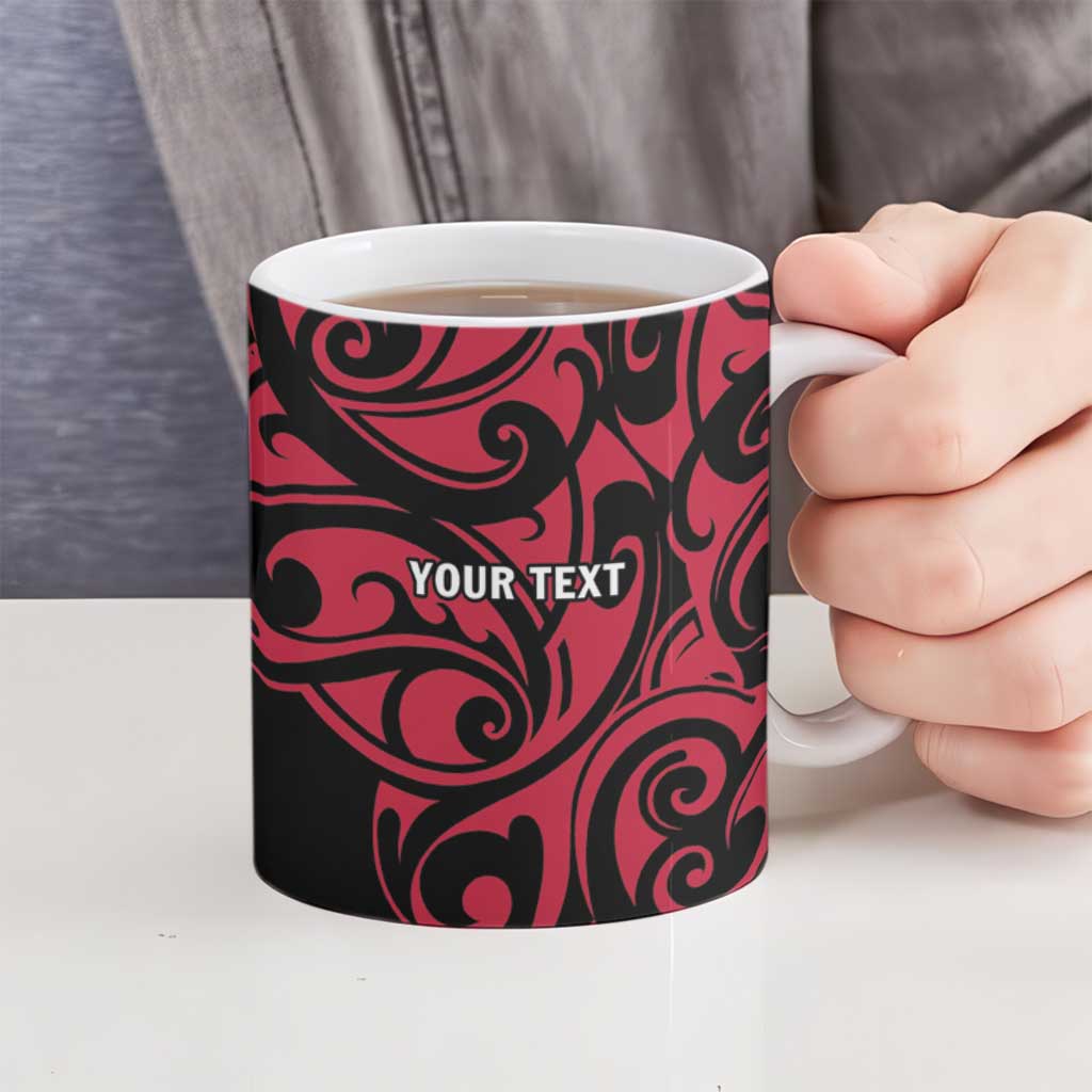 All Black Maori Tribal Tattoo Personalised Ceramic Mug Classic Red Polynesian Style LT9 - Polynesian Pride