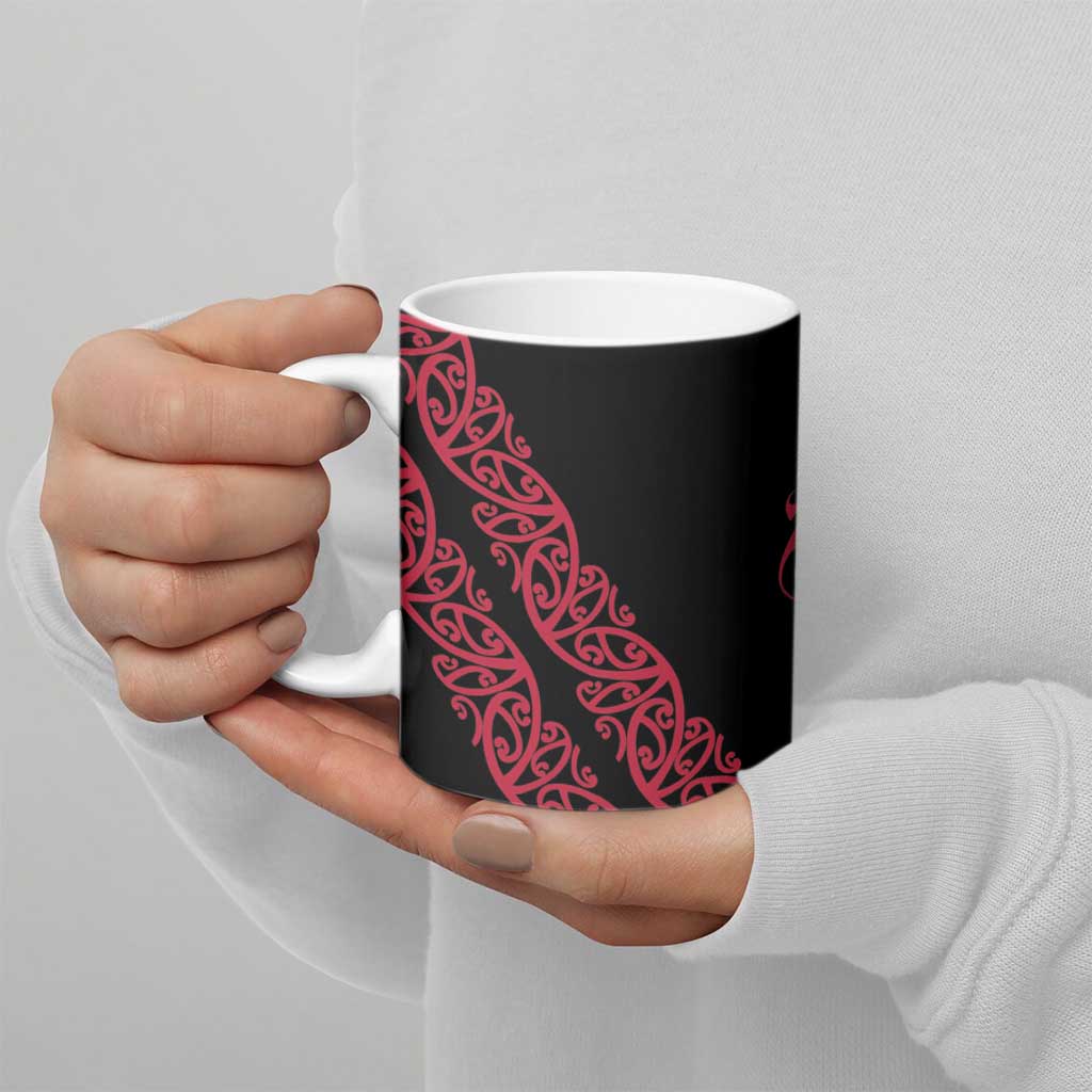 All Black Maori Tribal Tattoo Personalised Ceramic Mug Classic Red Polynesian Style LT9 - Polynesian Pride