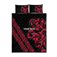 All Black Maori Tribal Tattoo Personalised Quilt Bed Set Classic Red Polynesian Style LT9 - Polynesian Pride