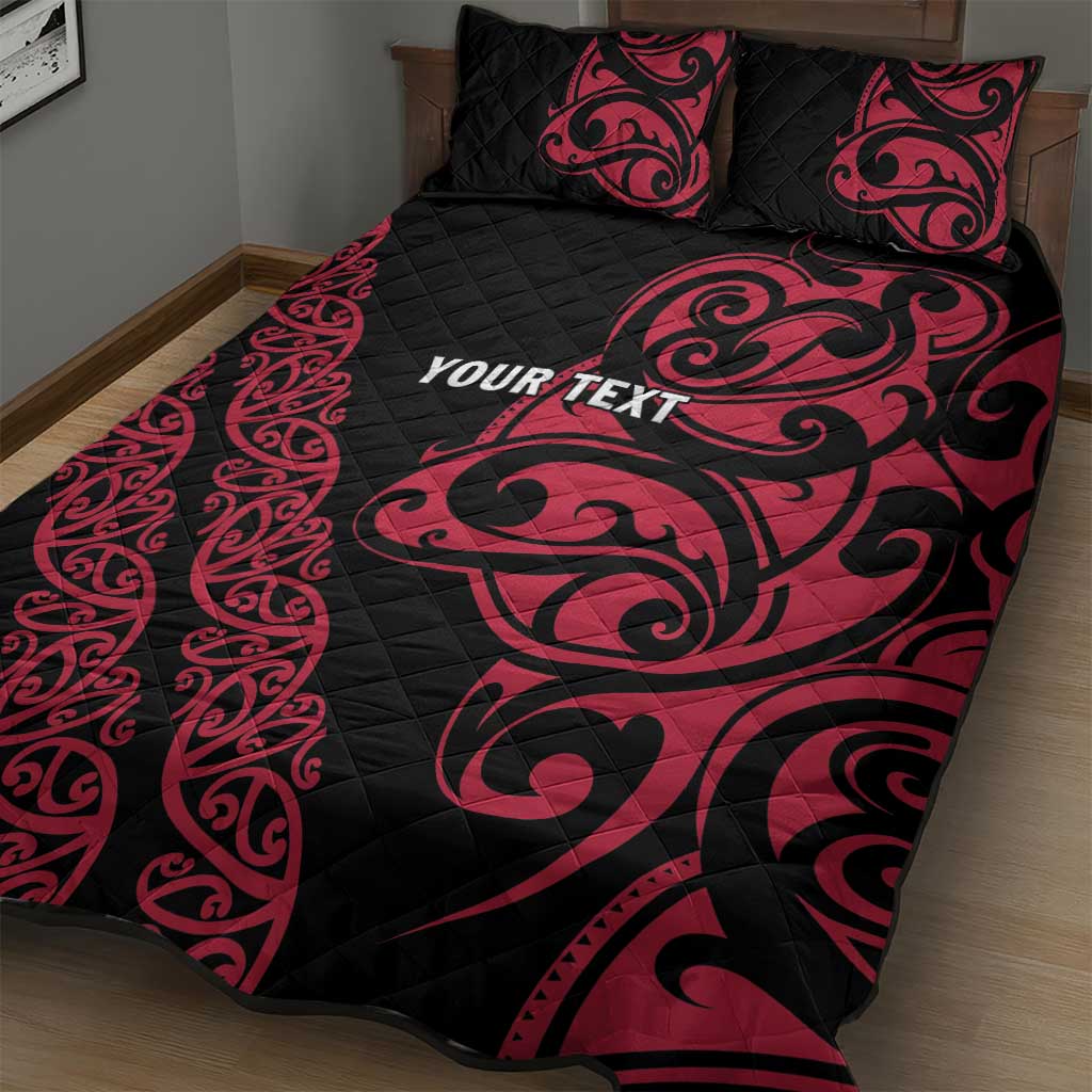 All Black Maori Tribal Tattoo Personalised Quilt Bed Set Classic Red Polynesian Style LT9 - Polynesian Pride