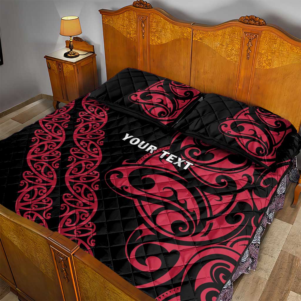 All Black Maori Tribal Tattoo Personalised Quilt Bed Set Classic Red Polynesian Style LT9 - Polynesian Pride