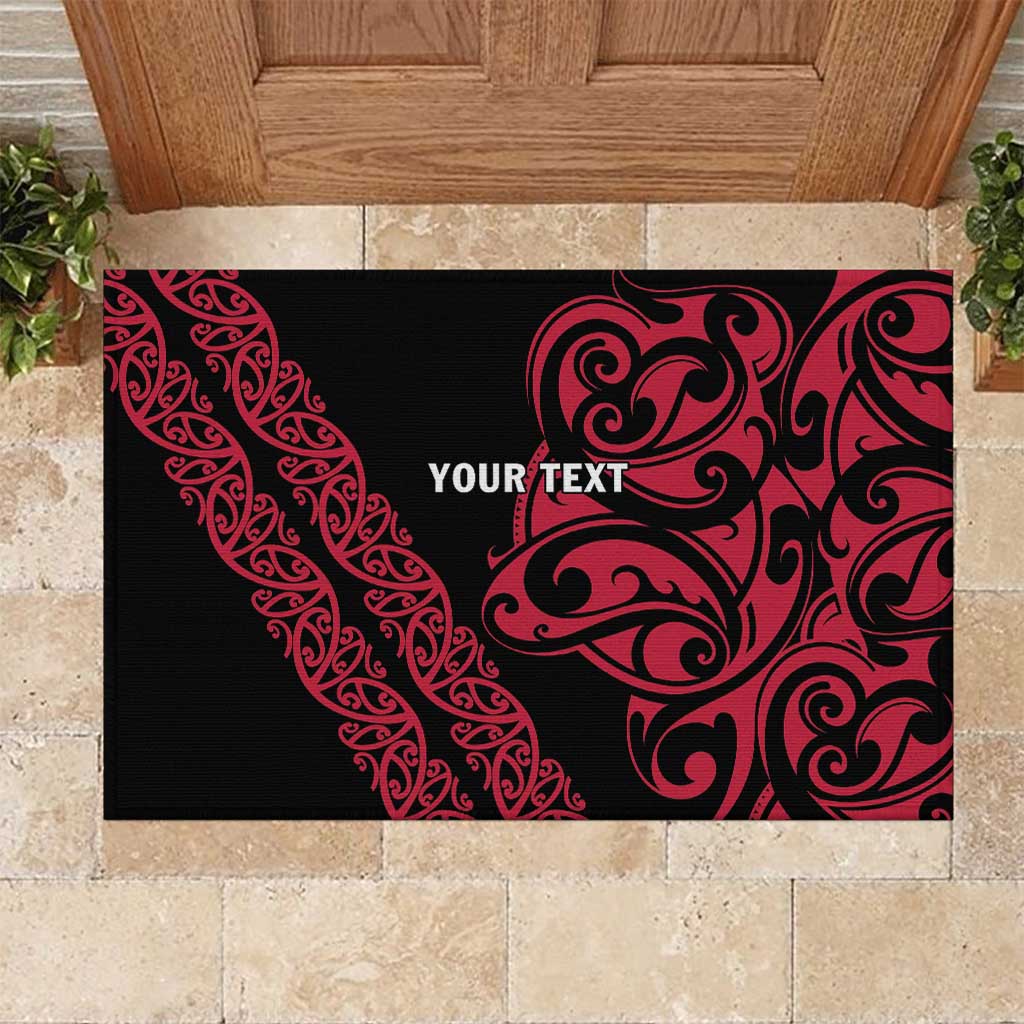 All Black Maori Tribal Tattoo Personalised Rubber Doormat Classic Red Polynesian Style LT9 Red - Polynesian Pride