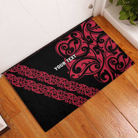 All Black Maori Tribal Tattoo Personalised Rubber Doormat Classic Red Polynesian Style LT9 - Polynesian Pride