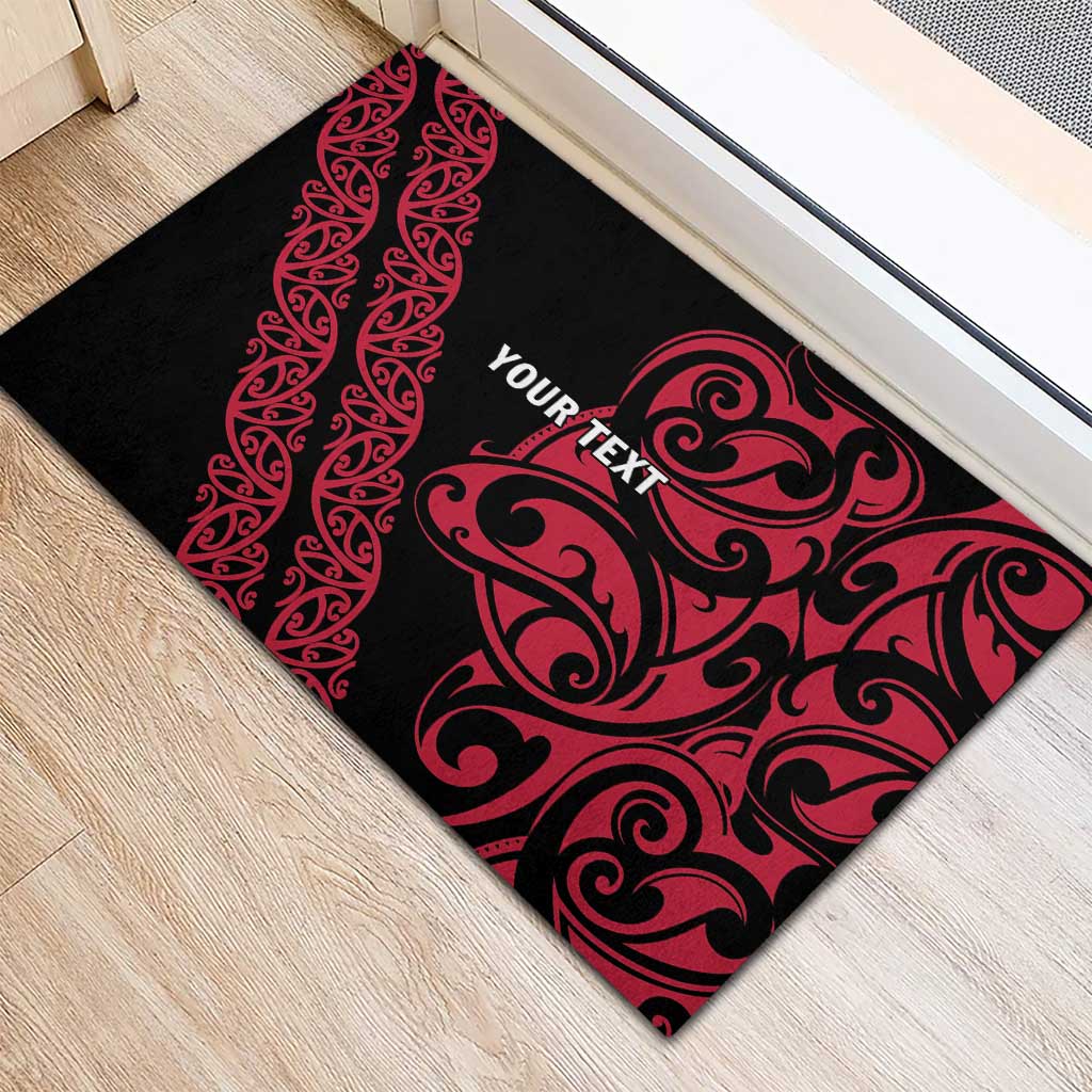 All Black Maori Tribal Tattoo Personalised Rubber Doormat Classic Red Polynesian Style LT9 - Polynesian Pride