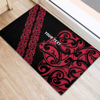 All Black Maori Tribal Tattoo Personalised Rubber Doormat Classic Red Polynesian Style LT9 - Polynesian Pride