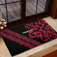 All Black Maori Tribal Tattoo Personalised Rubber Doormat Classic Red Polynesian Style LT9 - Polynesian Pride
