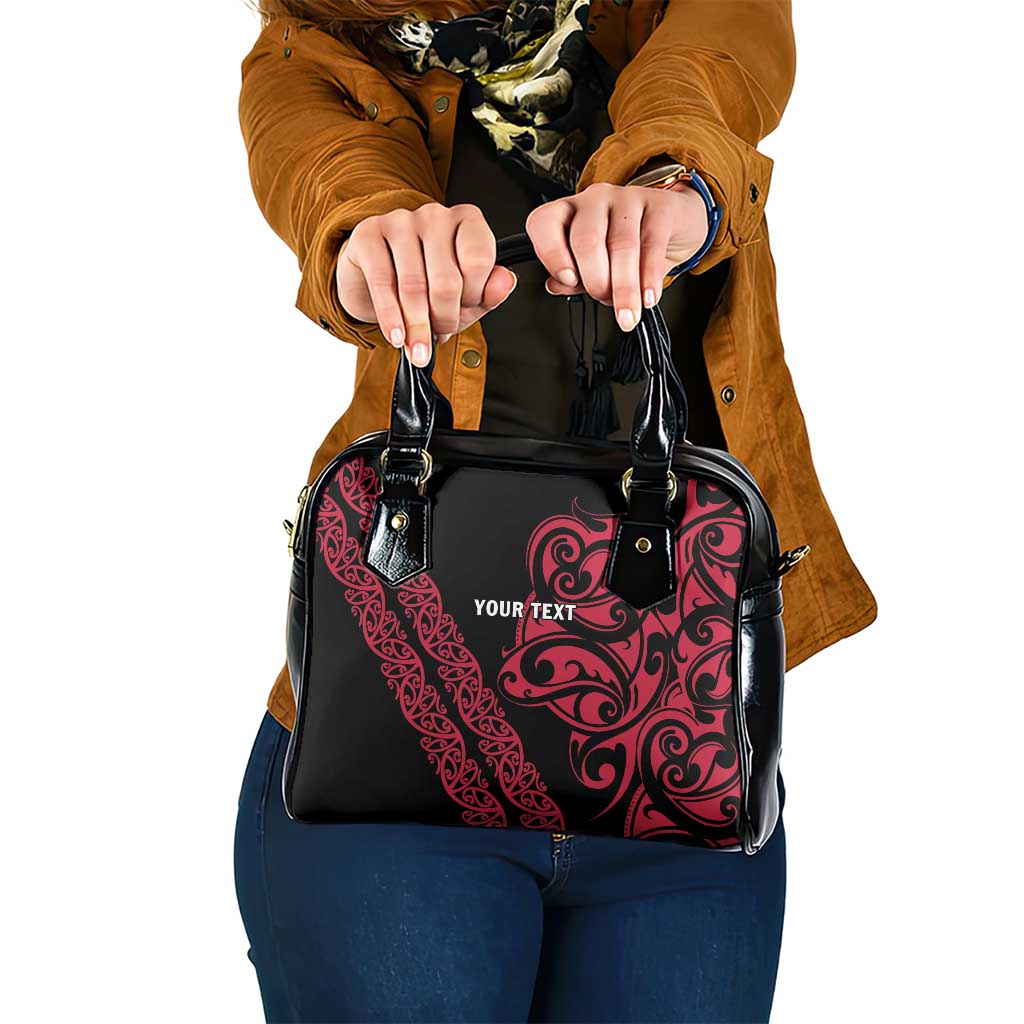 All Black Maori Tribal Tattoo Personalised Shoulder Handbag Classic Red Polynesian Style LT9 One Size Red - Polynesian Pride