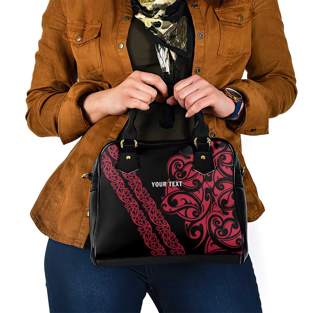 All Black Maori Tribal Tattoo Personalised Shoulder Handbag Classic Red Polynesian Style LT9 - Polynesian Pride