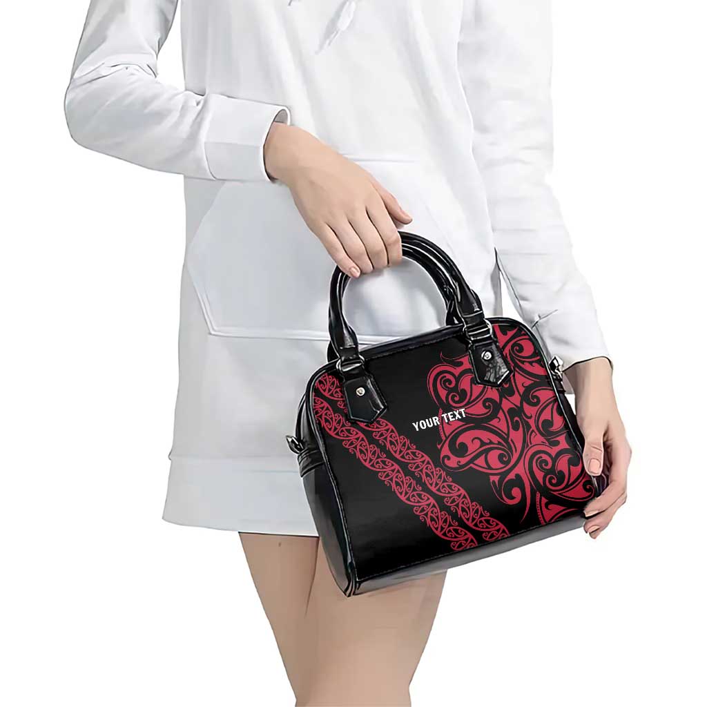 All Black Maori Tribal Tattoo Personalised Shoulder Handbag Classic Red Polynesian Style LT9 - Polynesian Pride