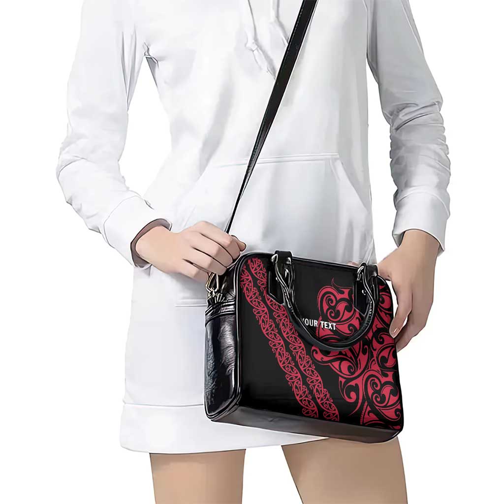All Black Maori Tribal Tattoo Personalised Shoulder Handbag Classic Red Polynesian Style LT9 - Polynesian Pride