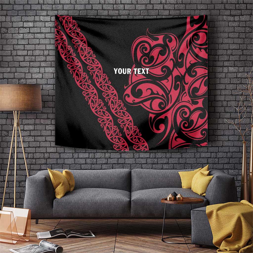 All Black Maori Tribal Tattoo Personalised Tapestry Classic Red Polynesian Style LT9 Red - Polynesian Pride