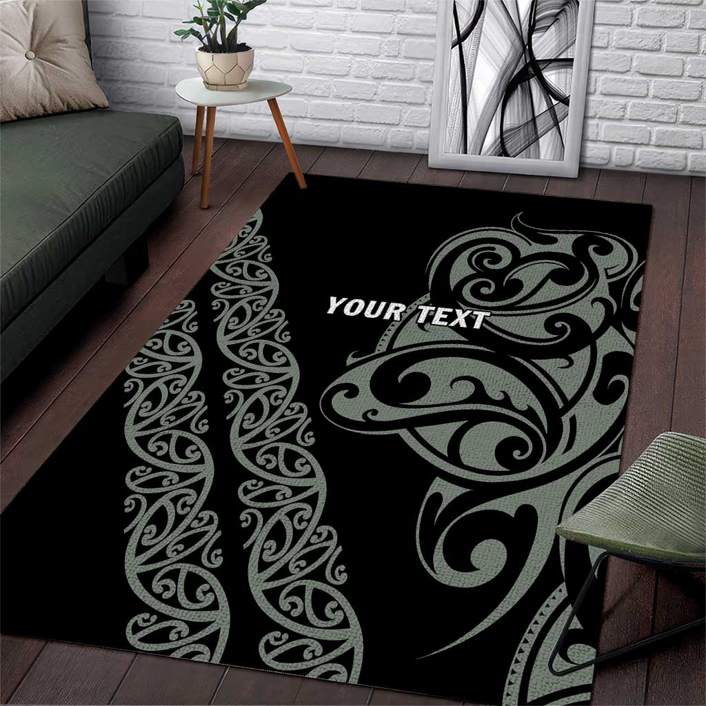 All Black Maori Tribal Tattoo Personalised Area Rug Moss Green Polynesian Style LT9 Green - Polynesian Pride