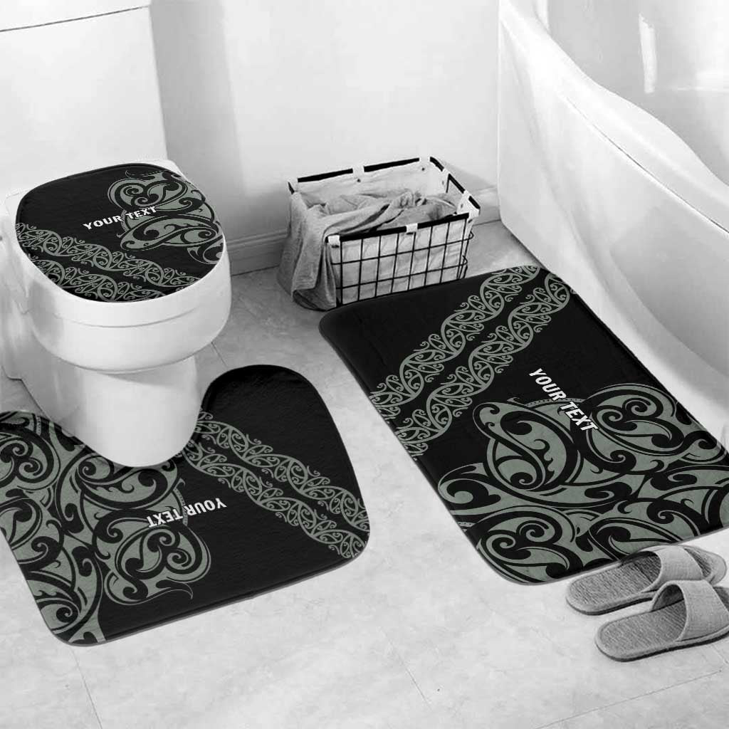 All Black Maori Tribal Tattoo Personalised Bathroom Set Moss Green Polynesian Style LT9 Mat Set Only (3 pcs) One Size Green - Polynesian Pride