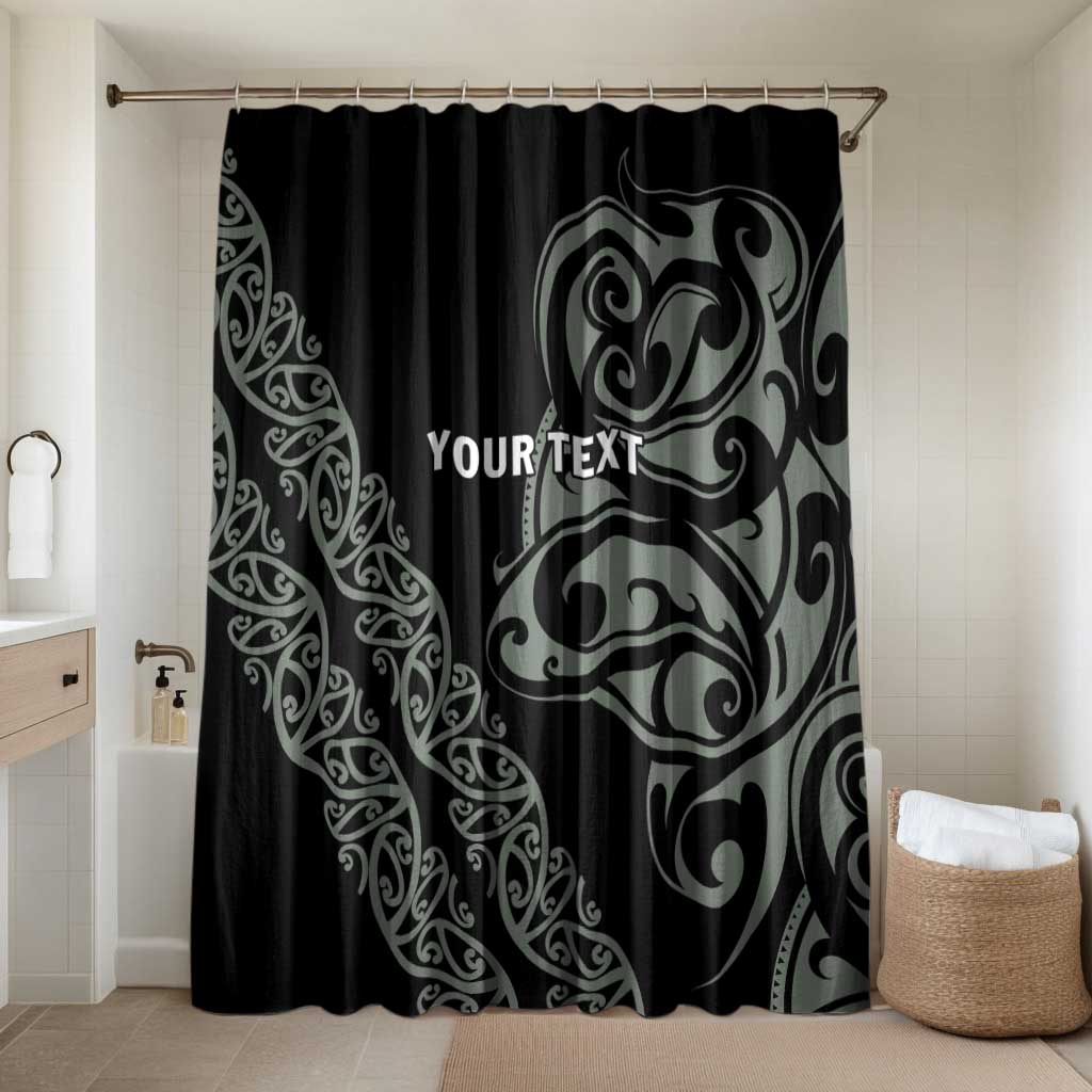 All Black Maori Tribal Tattoo Personalised Bathroom Set Moss Green Polynesian Style LT9 Shower Curtain Only Green - Polynesian Pride