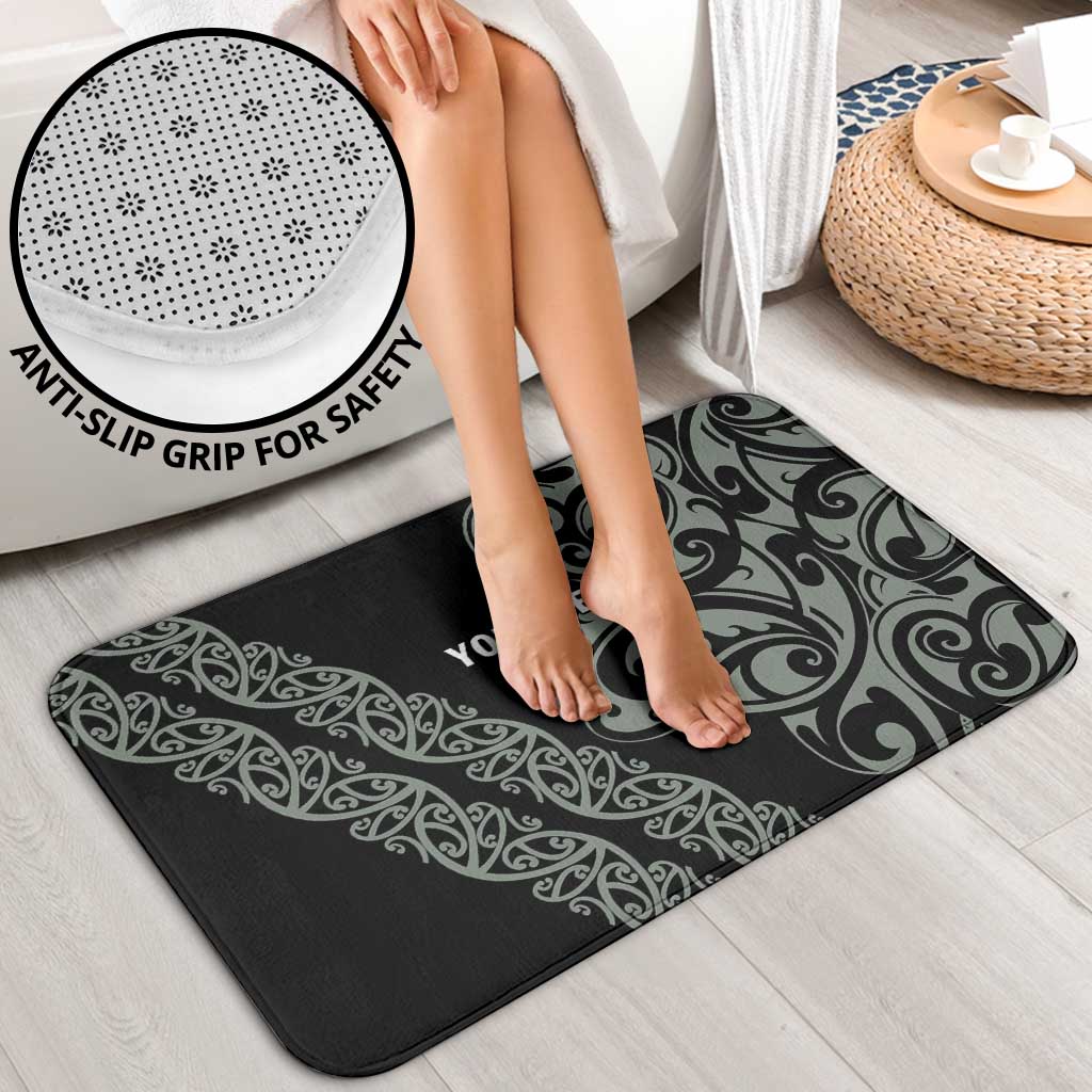 All Black Maori Tribal Tattoo Personalised Bathroom Set Moss Green Polynesian Style LT9 - Polynesian Pride
