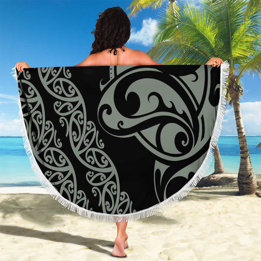 All Black Maori Tribal Tattoo Personalised Beach Blanket Moss Green Polynesian Style LT9 - Polynesian Pride