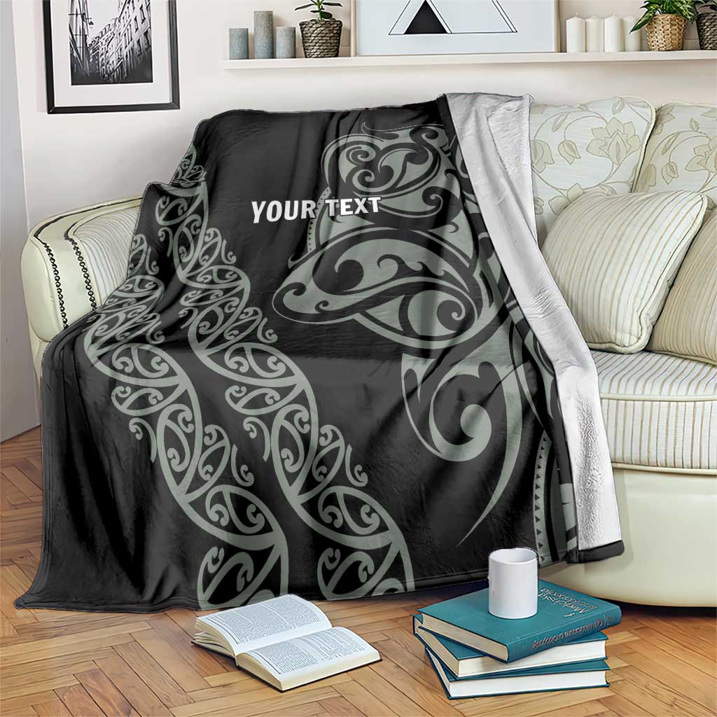 All Black Maori Tribal Tattoo Personalised Blanket Moss Green Polynesian Style LT9 Green - Polynesian Pride