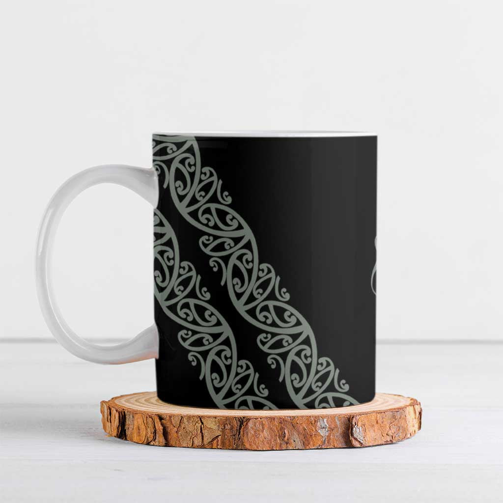 All Black Maori Tribal Tattoo Personalised Ceramic Mug Moss Green Polynesian Style LT9 Green - Polynesian Pride