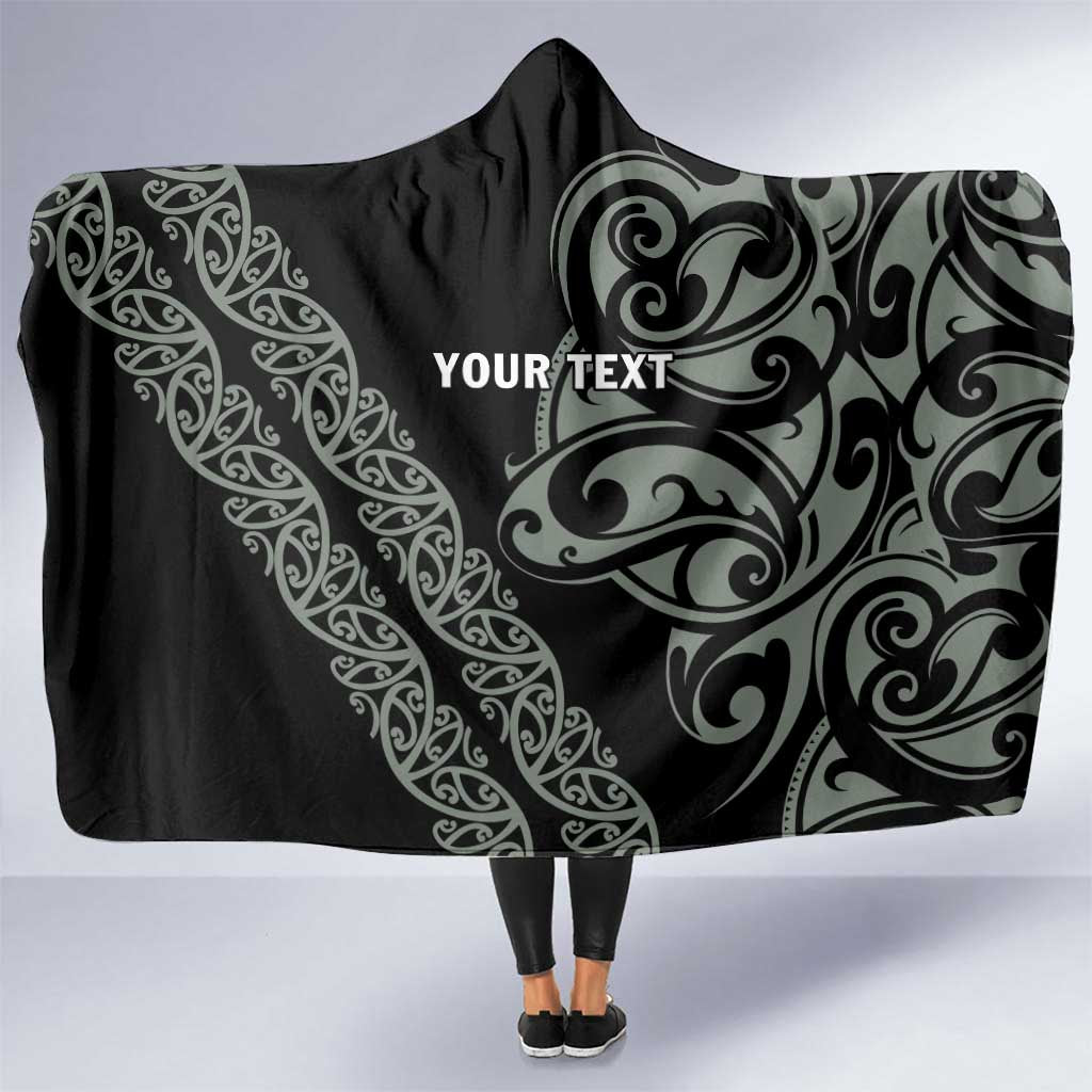 All Black Maori Tribal Tattoo Personalised Hooded Blanket Moss Green Polynesian Style LT9 One Size Green - Polynesian Pride