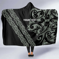 All Black Maori Tribal Tattoo Personalised Hooded Blanket Moss Green Polynesian Style LT9 One Size Green - Polynesian Pride