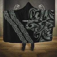 All Black Maori Tribal Tattoo Personalised Hooded Blanket Moss Green Polynesian Style LT9 - Polynesian Pride