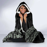 All Black Maori Tribal Tattoo Personalised Hooded Blanket Moss Green Polynesian Style LT9 - Polynesian Pride