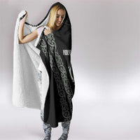 All Black Maori Tribal Tattoo Personalised Hooded Blanket Moss Green Polynesian Style LT9 - Polynesian Pride