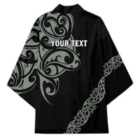 All Black Maori Tribal Tattoo Personalised Kimono Moss Green Polynesian Style LT9 - Polynesian Pride