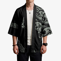 All Black Maori Tribal Tattoo Personalised Kimono Moss Green Polynesian Style LT9 - Polynesian Pride