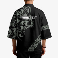 All Black Maori Tribal Tattoo Personalised Kimono Moss Green Polynesian Style LT9 - Polynesian Pride