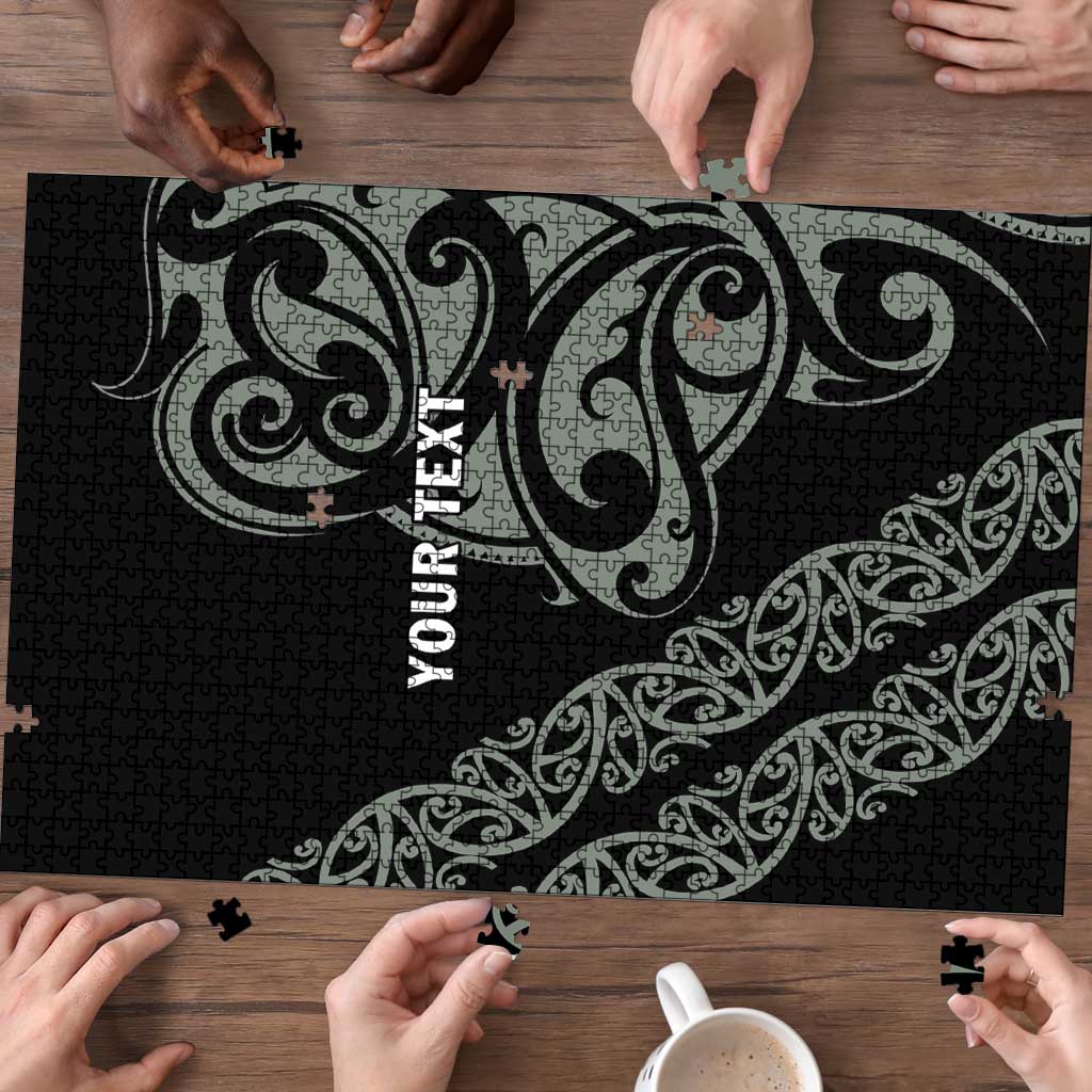 All Black Maori Tribal Tattoo Personalised Puzzle Moss Green Polynesian Style LT9 - Polynesian Pride