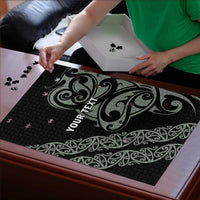 All Black Maori Tribal Tattoo Personalised Puzzle Moss Green Polynesian Style LT9 - Polynesian Pride