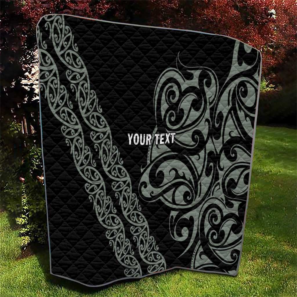 All Black Maori Tribal Tattoo Personalised Quilt Moss Green Polynesian Style LT9 - Polynesian Pride