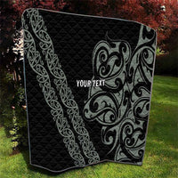 All Black Maori Tribal Tattoo Personalised Quilt Moss Green Polynesian Style LT9 - Polynesian Pride