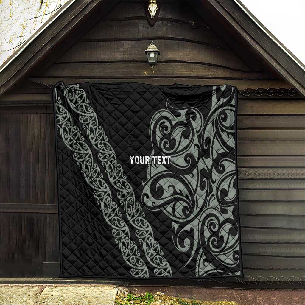 All Black Maori Tribal Tattoo Personalised Quilt Moss Green Polynesian Style LT9 - Polynesian Pride
