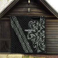 All Black Maori Tribal Tattoo Personalised Quilt Moss Green Polynesian Style LT9 - Polynesian Pride