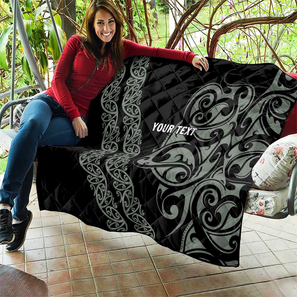 All Black Maori Tribal Tattoo Personalised Quilt Moss Green Polynesian Style LT9 - Polynesian Pride