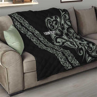 All Black Maori Tribal Tattoo Personalised Quilt Moss Green Polynesian Style LT9 - Polynesian Pride