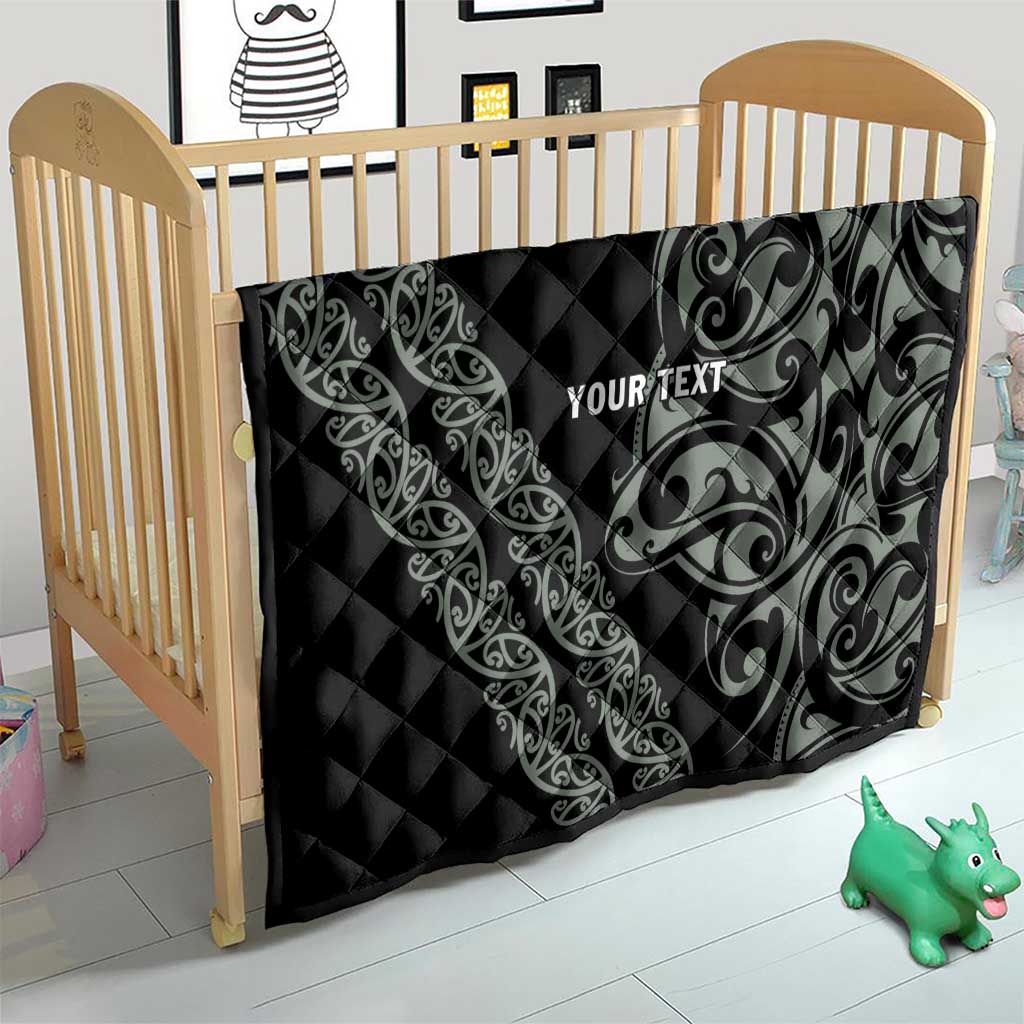 All Black Maori Tribal Tattoo Personalised Quilt Moss Green Polynesian Style LT9 - Polynesian Pride
