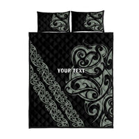 All Black Maori Tribal Tattoo Personalised Quilt Bed Set Moss Green Polynesian Style LT9 - Polynesian Pride