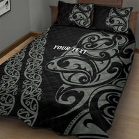 All Black Maori Tribal Tattoo Personalised Quilt Bed Set Moss Green Polynesian Style LT9 - Polynesian Pride