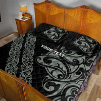 All Black Maori Tribal Tattoo Personalised Quilt Bed Set Moss Green Polynesian Style LT9 - Polynesian Pride