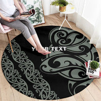 All Black Maori Tribal Tattoo Personalised Round Carpet Moss Green Polynesian Style LT9 - Polynesian Pride