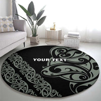 All Black Maori Tribal Tattoo Personalised Round Carpet Moss Green Polynesian Style LT9 - Polynesian Pride