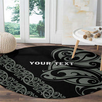 All Black Maori Tribal Tattoo Personalised Round Carpet Moss Green Polynesian Style LT9 - Polynesian Pride